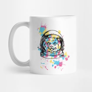 Paint Spatter Space Kitty Mug